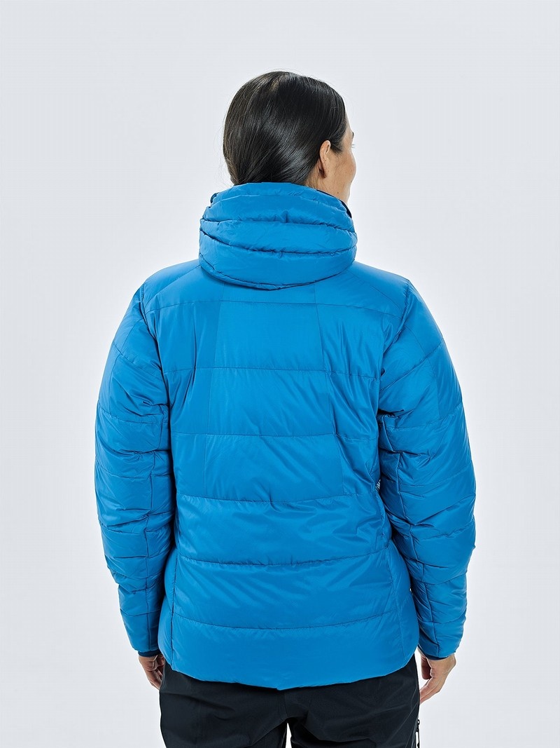 Blue Women's Black Yak Burnag Hooded Down Jackets | YU6OX587