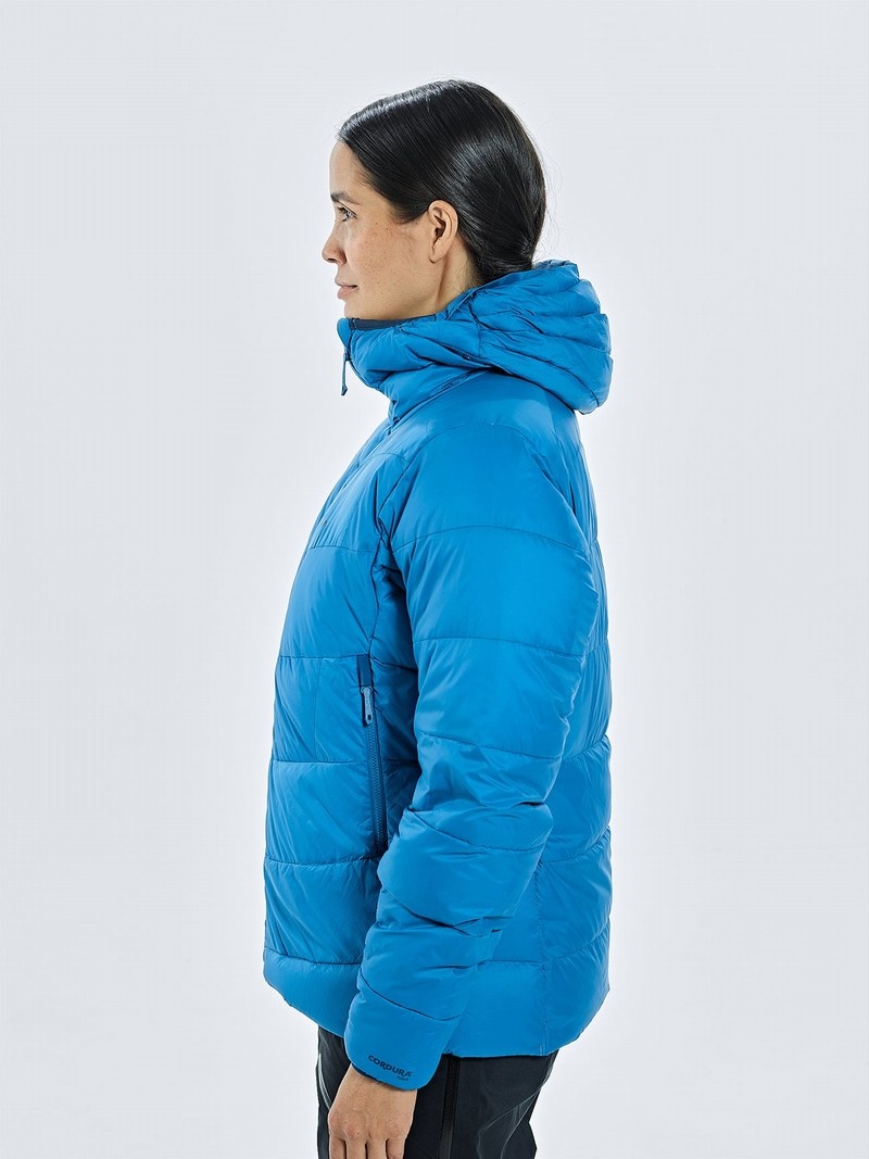 Blue Women's Black Yak Burnag Hooded Down Jackets | YU6OX587