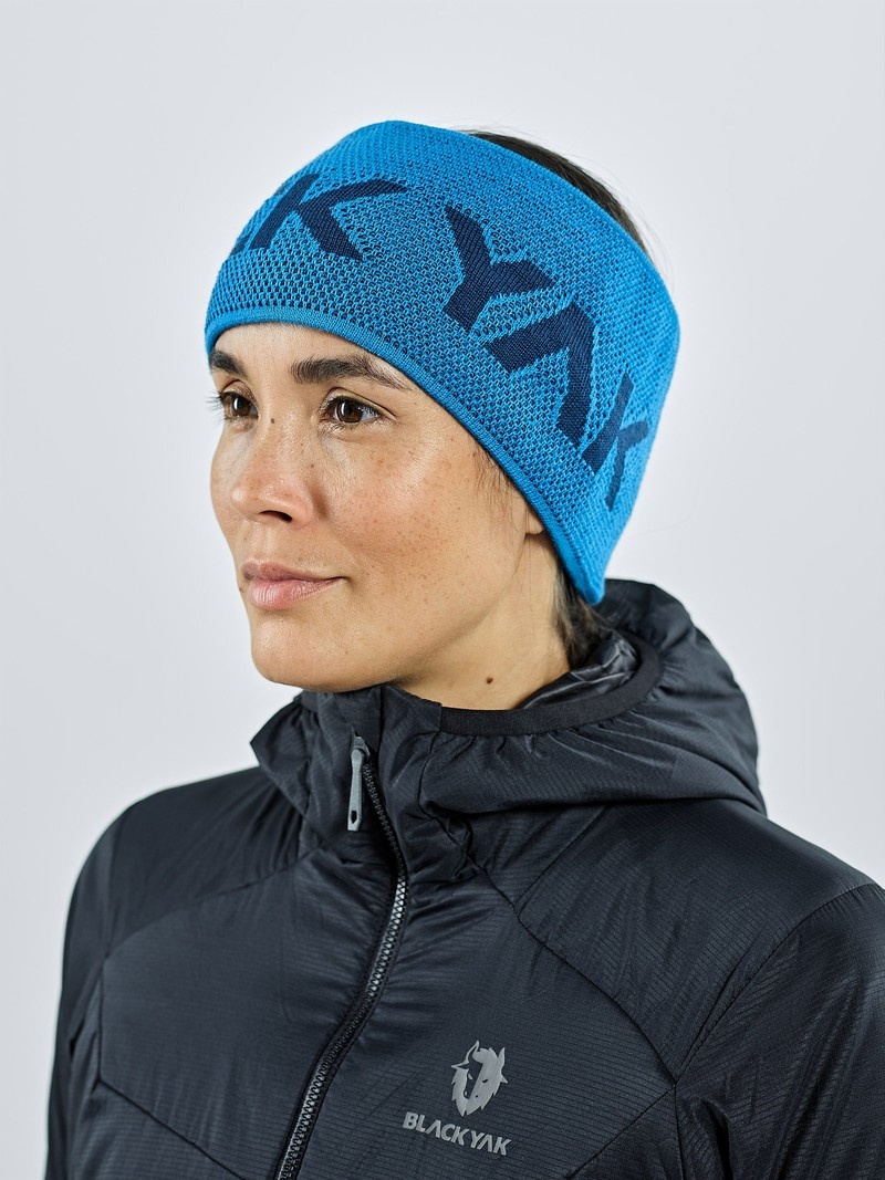 Blue Women's Black Yak Logo Knit Headband | LL9DJ275