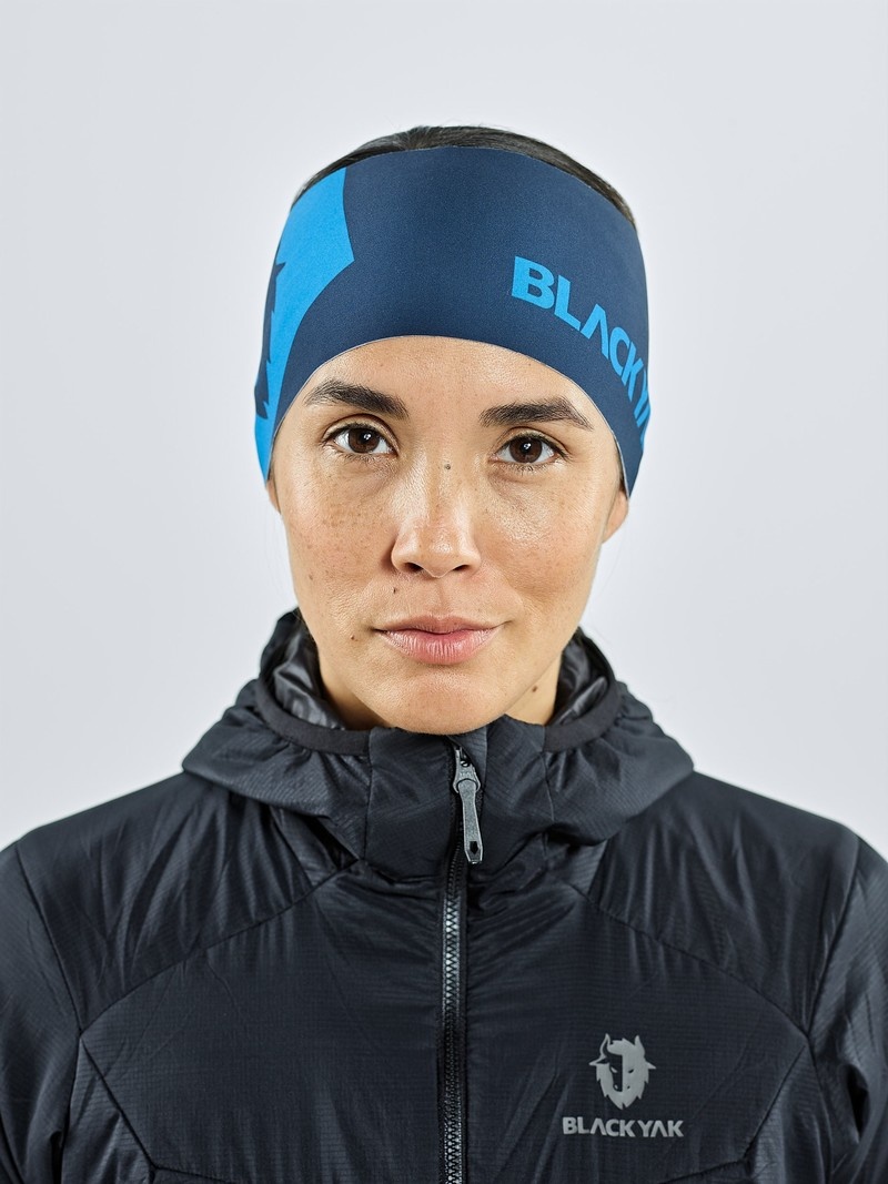 Blue Women's Black Yak Logo Performance Light Headband | FD0LE752