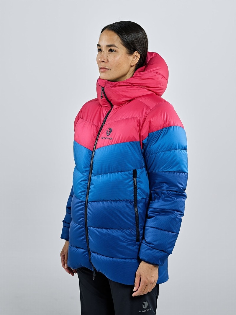 Blue Women's Black Yak Mandu Hooded Expedition Down Jackets | DK7DH199