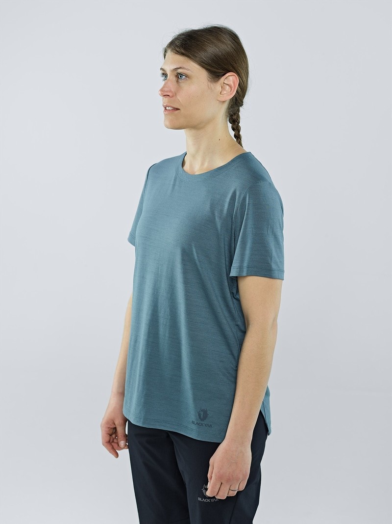 Blue Women's Black Yak Mewati T Shirts | UF9HW064