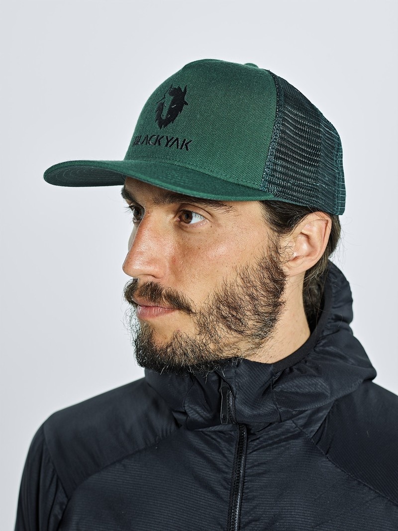 Green Men's Black Yak Logo Classic Trucker Caps | CE3LT481