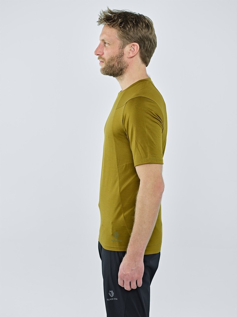 Olive Men's Black Yak Kabru Merino Short Sleeve T Shirts | GS2MJ554