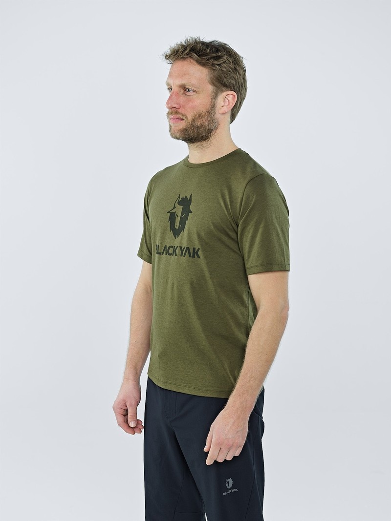 Olive Men's Black Yak Ramo Logo T Shirts | ZZ9AH796