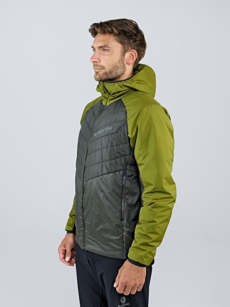 Olive Men's Black Yak Zubron Hooded Insulation Jackets | BW7FO112