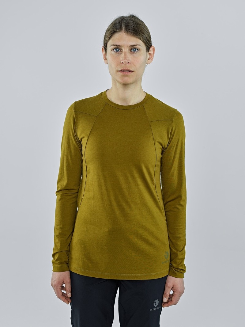 Olive Women\'s Black Yak Kabru Merino Roundneck Long Sleeve | PA2RZ006