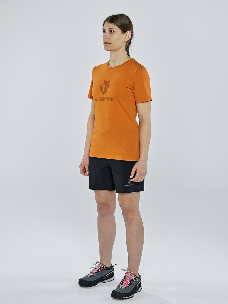 Orange Women's Black Yak Ramo Logo T Shirts | ZX2SY215