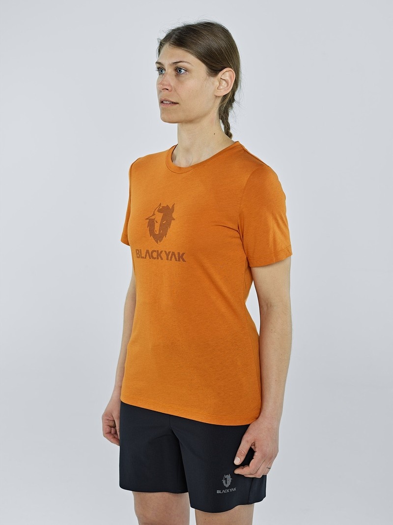 Orange Women's Black Yak Ramo Logo T Shirts | ZX2SY215