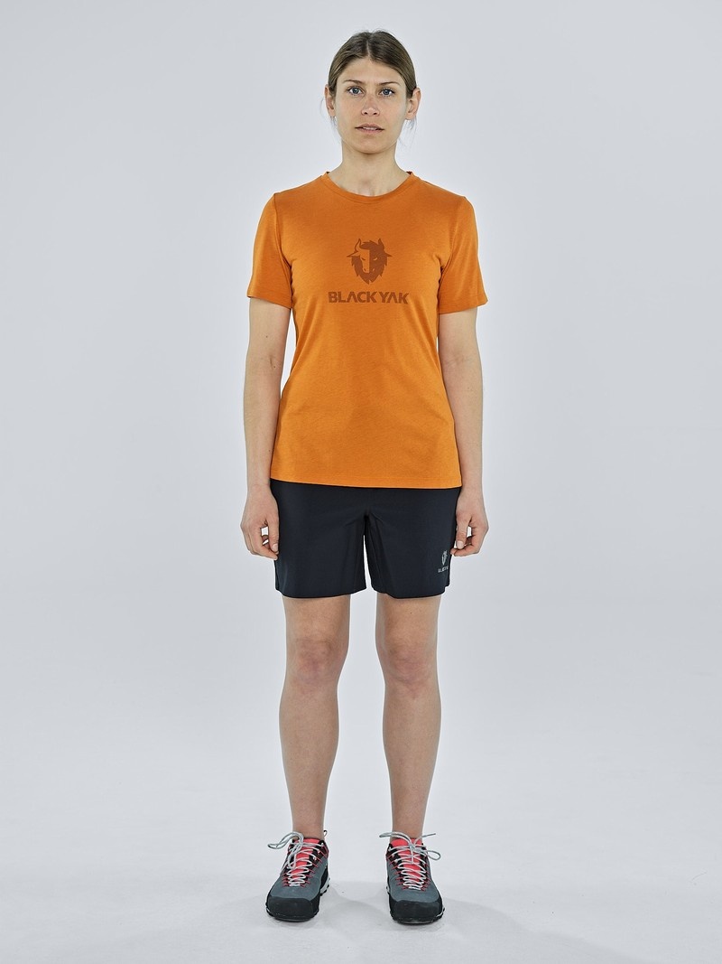 Orange Women's Black Yak Ramo Logo T Shirts | ZX2SY215