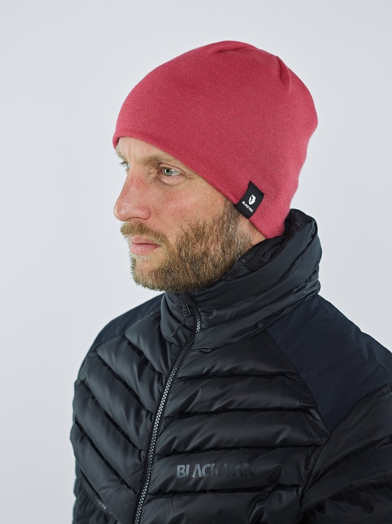 Pink Men's Black Yak Knit Beanie | UP7ZH967