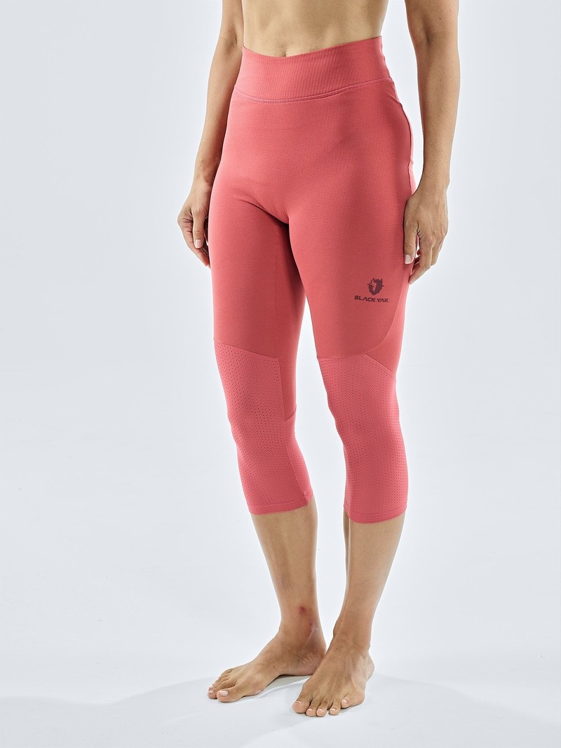 Pink Women's Black Yak Chamar Fleece Baselayer 3/4 Tight | YO3XG408