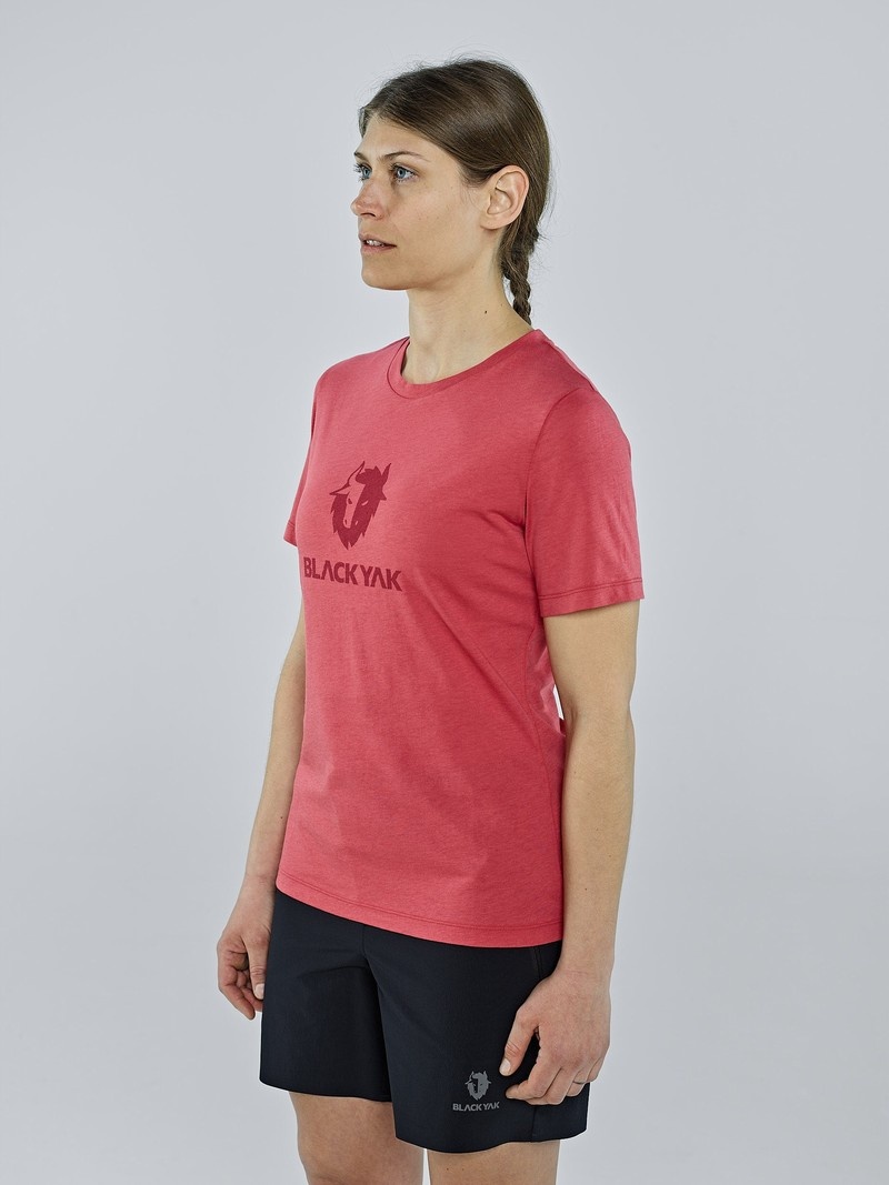 Pink Women's Black Yak Ramo Logo T Shirts | BV1GI908