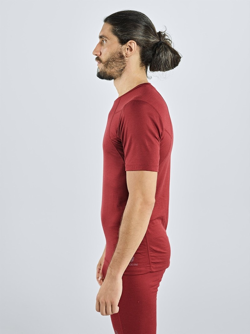 Red Men's Black Yak Gurla Merino Baselayer Short Sleeve T Shirts | SF8ST022