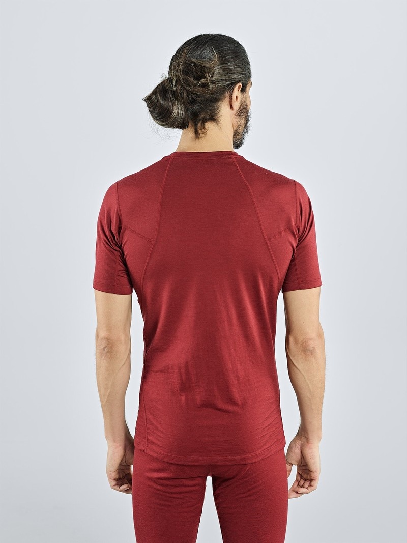 Red Men's Black Yak Gurla Merino Baselayer Short Sleeve T Shirts | SF8ST022