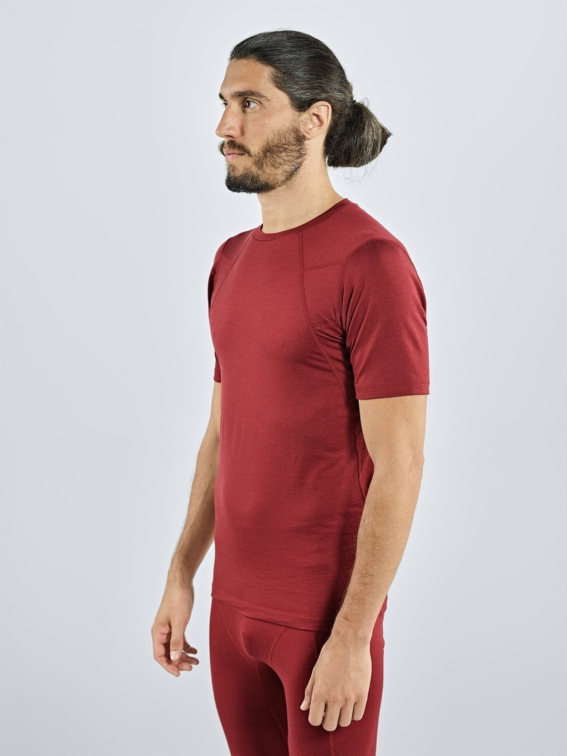 Red Men's Black Yak Gurla Merino Baselayer Short Sleeve T Shirts | SF8ST022