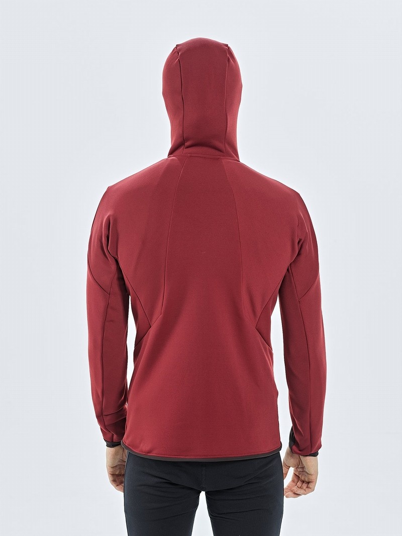 Red Men's Black Yak Kuksay Hooded Full Zip Hoody Fleece | KR9ID076