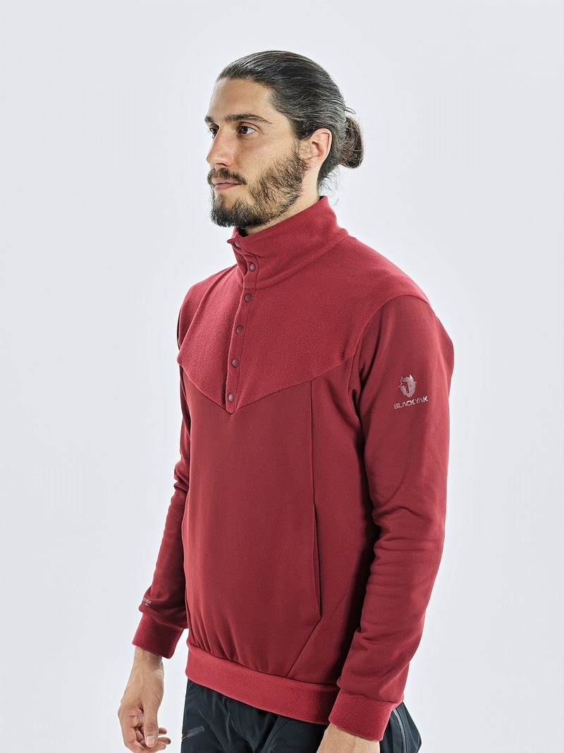 Red Men's Black Yak Yakalo Half Snap Fleece | JO2CV212