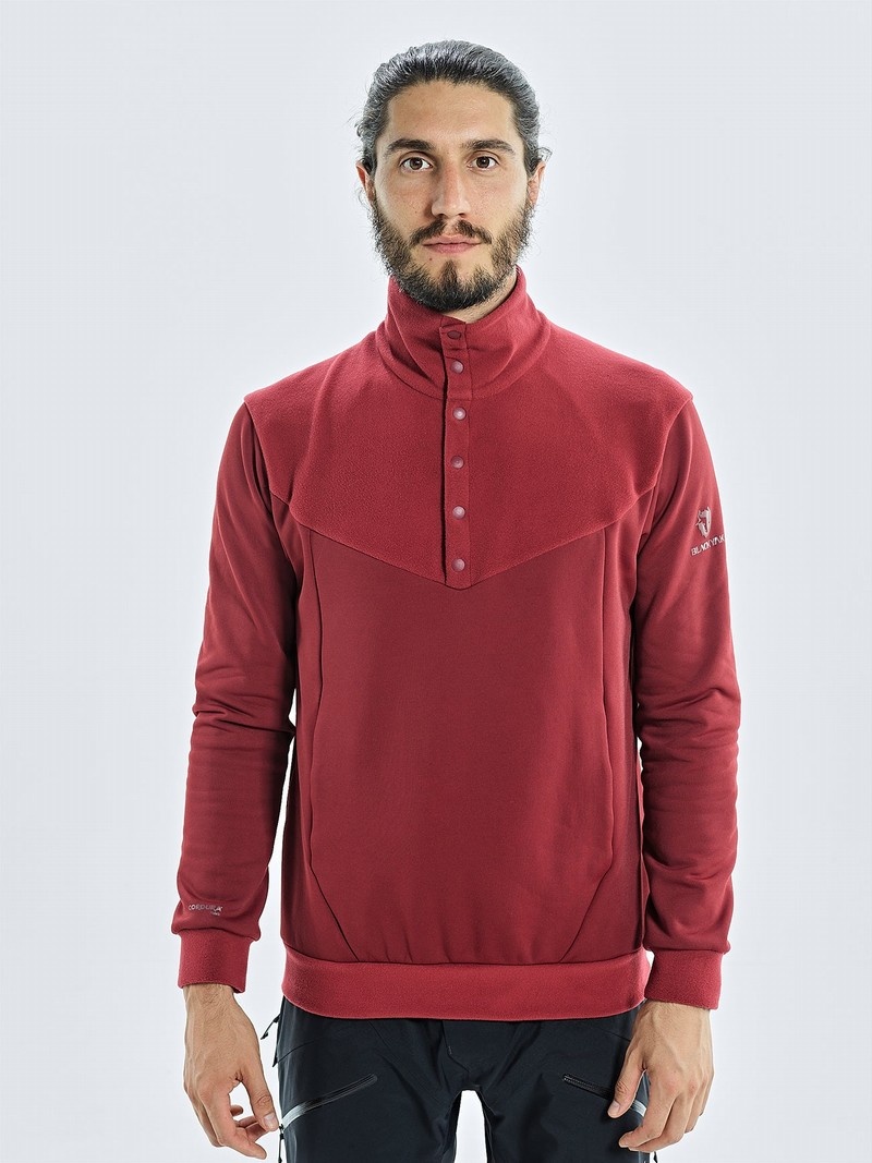 Red Men\'s Black Yak Yakalo Half Snap Fleece | JO2CV212