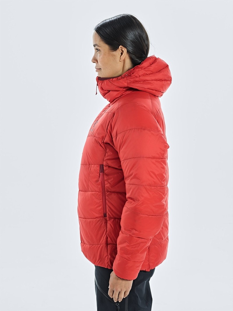 Red Women's Black Yak Burnag Hooded Down Jackets | PS6LC554