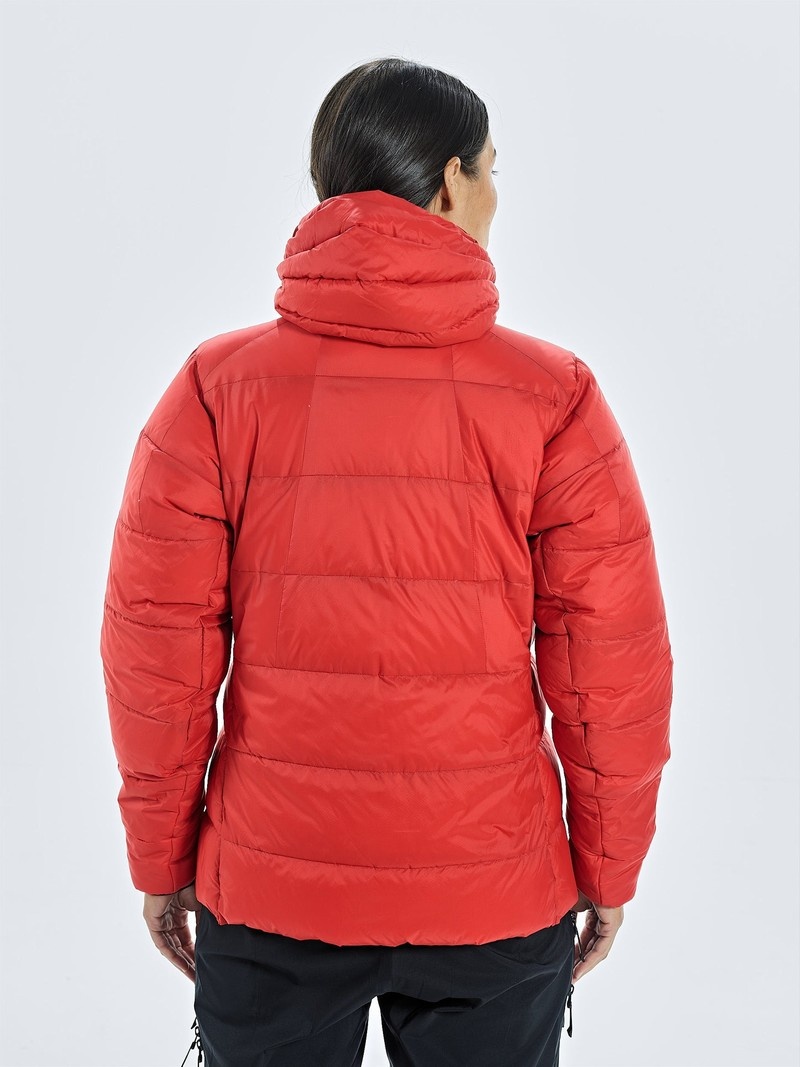 Red Women's Black Yak Burnag Hooded Down Jackets | PS6LC554