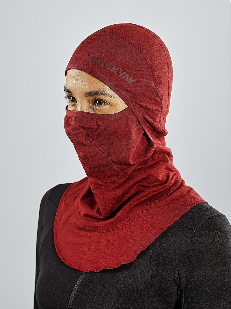 Red Women's Black Yak Gurla Merino Balaclava | PV8IZ092