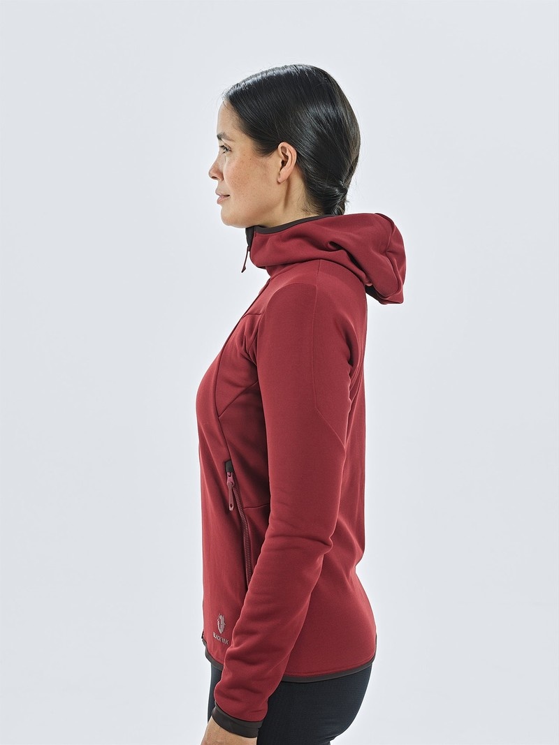 Red Women's Black Yak Kuksay Full Zip Hoody Fleece | MY1WJ439