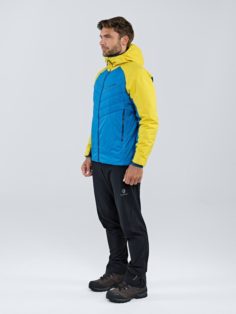 Yellow Men's Black Yak Zubron Hooded Insulation Jackets | PA8WA357