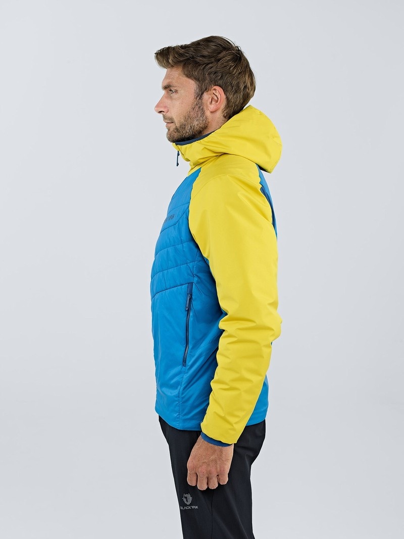 Yellow Men's Black Yak Zubron Hooded Insulation Jackets | PA8WA357