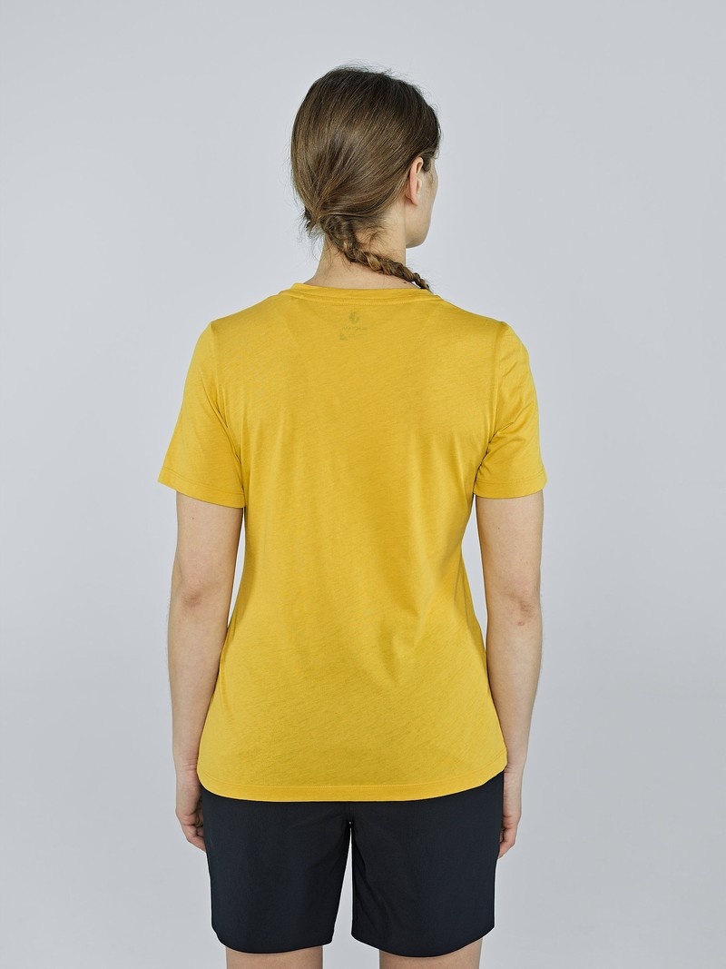 Yellow Women's Black Yak Ramo Logo T Shirts | RB1LS982